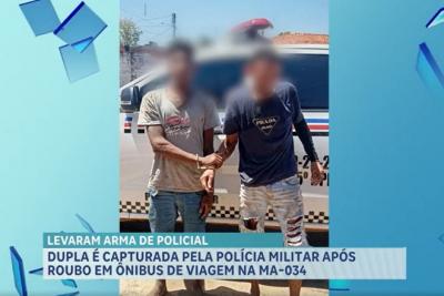 Dupla é detida pela Polícia Militar após roubo a ônibus de viagem na MA-034