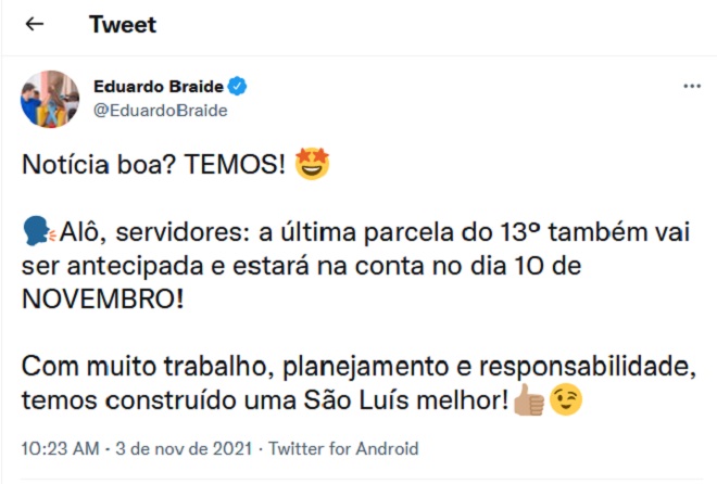 Twiitter Eduardo Braide