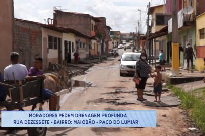 Moradores reclamam de drenagem em rua de Paço do Lumiar