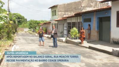 Rua no bairro Cidade Operária recebe pavimentação após reportagem do Balanço Geral 