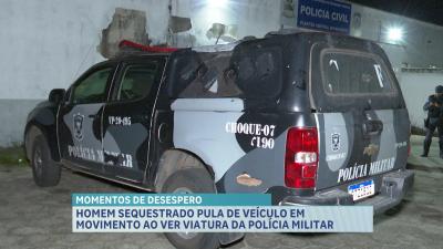 Homem se joga de veículo após avistar viatura da PM; ele alega ter sido sequestrado