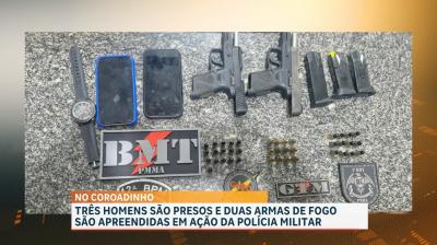 Polícia Militar apreende armas de fogo e prende trio com carro roubado