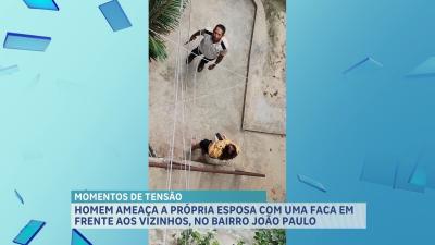 Homem é flagrado ameaçando a própria esposa com uma faca, em São Luís