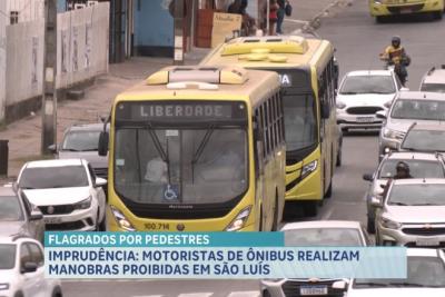 Motoristas de ônibus realizam manobras proibidas na capital e são flagrados por pedestres