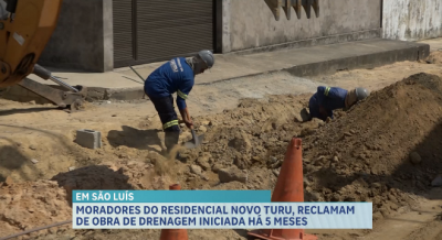 Moradores do Residencial Novo Turu, em São Luís, reclamam de obra de drenagem iniciada há 5 meses