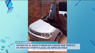 Preso suspeito de tráfico de drogas e posse ilegal de arma de fogo, em Caxias 