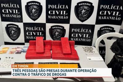 Três pessoas são presas e 10 tabletes de maconha são apreendidos em Timon 