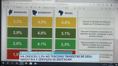 Economia do MA cresceu 3,3% no 3º trimestre de 2024, aponta Boletim de Conjuntura Econômica