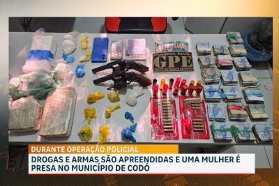 Drogas e armas são apreendidas, e uma mulher é presa no município de Codó