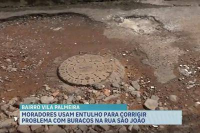 Moradores denunciam buracos na Rua São João, na Vila Palmeira