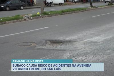 Buraco na Avenida Vitorino Freire preocupa moradores e motoristas