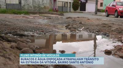 Buracos no asfalto dificultam o trânsito na Estrada da Vitória, em São Luís
