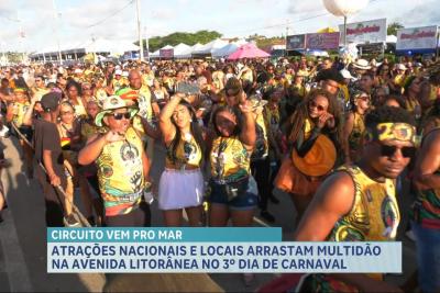 Vem Pro Mar: fantasias e cores invadem a Litorânea no 3º dia de folia.