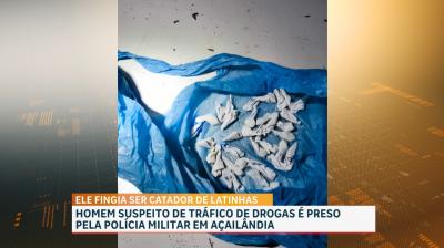 Homem suspeito de tráfico de drogas é preso pela Polícia Militar, em Açailândia