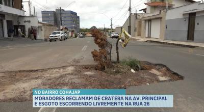 Moradores denunciam cratera e esgoto a céu aberto no Jardim Primavera 2, em São Luís