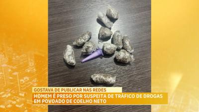 Homem é preso por suspeita de tráfico de drogas no povoado de Coelho Neto; menor é apreendido