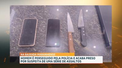 Homem é perseguido pela polícia e acaba preso por suspeita de uma série de assaltos, em Pinheiro