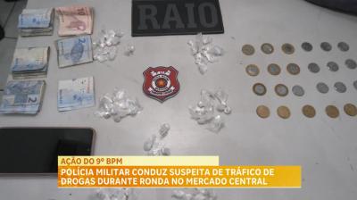 Polícia Militar conduz suspeita de tráfico de drogas durante ronda no Mercado Central